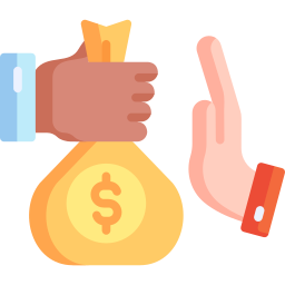 person rejecting money